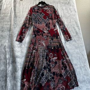 ENFOCUS STUDIO WOMENS BURGUNDY FLORAL SLIP MAXI DRESS SZ 6